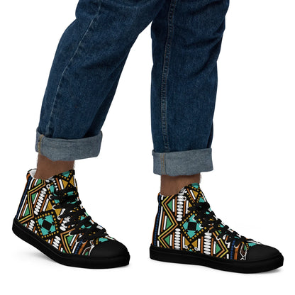 Ankara Men’s high top canvas shoes - B&R African Styles