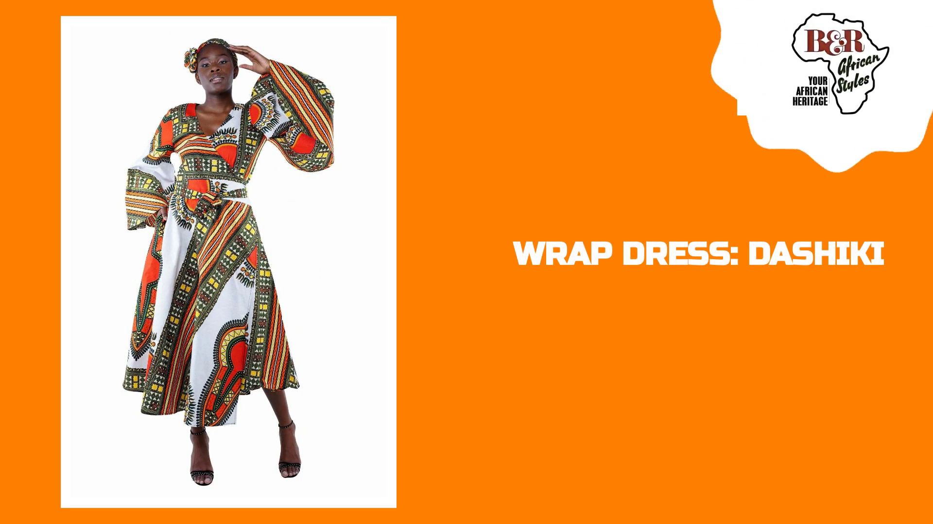 Dashiki Wrap Dress - African Print Dress with Head Wrap