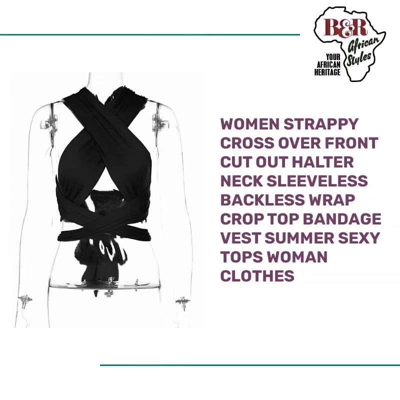 Women Strappy Cross Over Front Cut Out Halter Neck Sleeveless Backless Wrap Crop Top Bandage Vest Summer Sexy Tops Woman Clothes by@Outfy