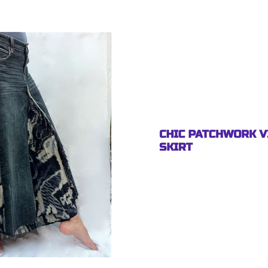 Chic Patchwork Vintage Denim Skirt by@Outfy