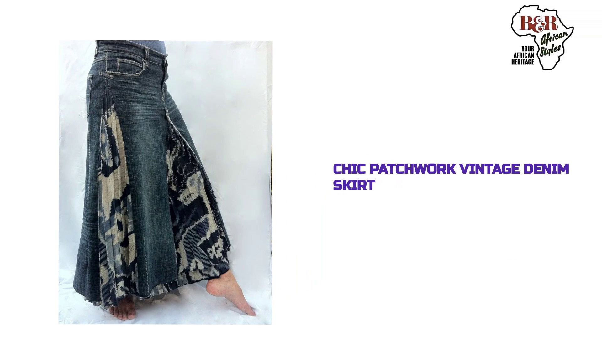 Chic Patchwork Vintage Denim Skirt by@Outfy