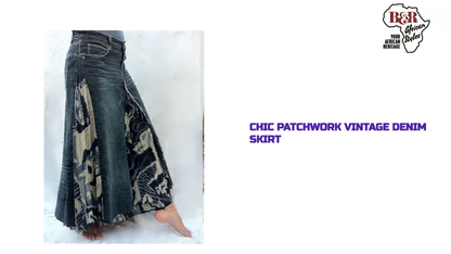 Chic Patchwork Vintage Denim Skirt by@Outfy