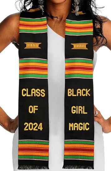 Grad Sash: Black Magic Girl Class of 2024 - B&R African Styles