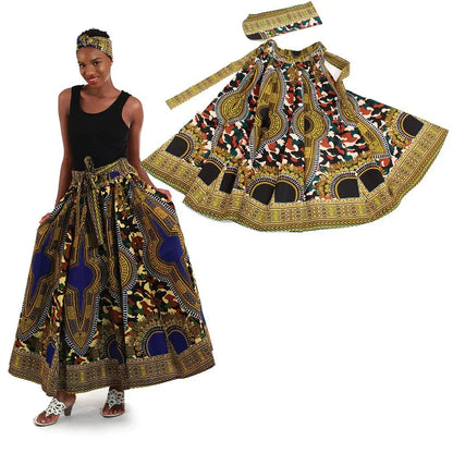 Traditional Dashiki Camo Maxi Skirt - B&R African Styles