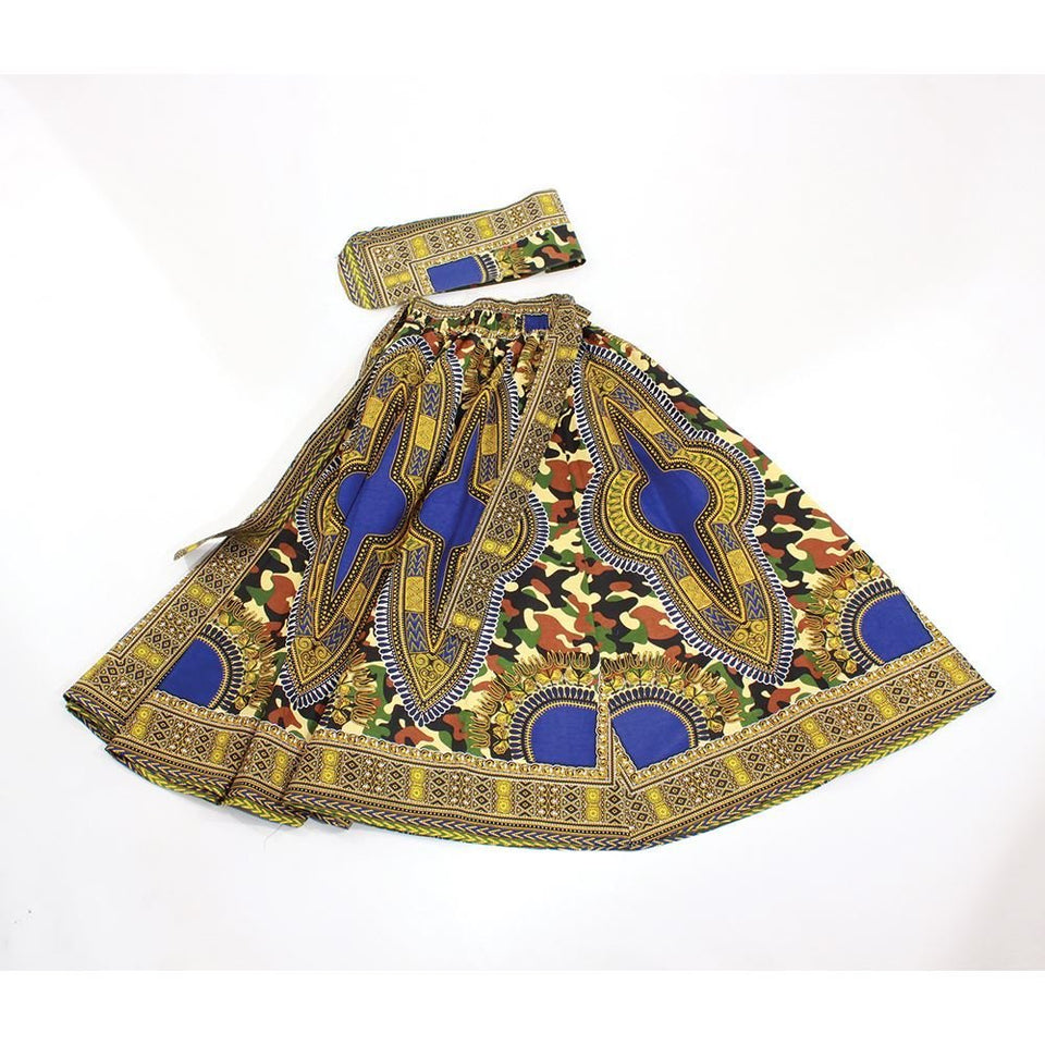 Traditional Dashiki Camouflage Maxi Skirt - B&R African Styles