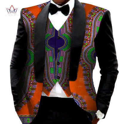 Dashiki Blazer Men Jacket + Vest Slim Suit - B&R African Styles