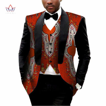 Dashiki Blazer Men Jacket + Vest Slim Suit - B&R African Styles