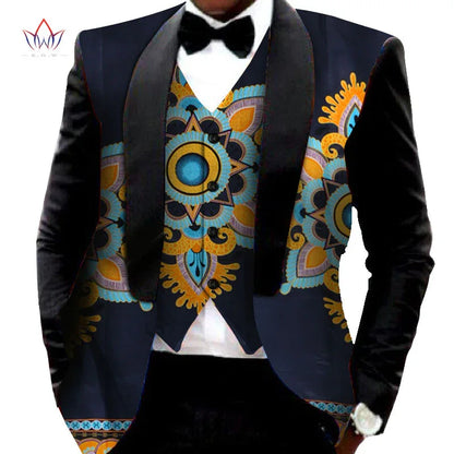 Dashiki Blazer Men Jacket + Vest Slim Suit - B&R African Styles