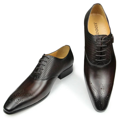 Lux Genuine Leather Shoes Fashion Lace-up Pointed - B&R African Styles
