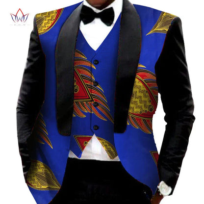Dashiki Blazer Men Jacket + Vest Slim Suit - B&R African Styles