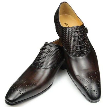 Lux Genuine Leather Shoes Fashion Lace-up Pointed - B&R African Styles
