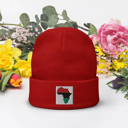 Africa map Embroidered Beanie - B&R African Styles