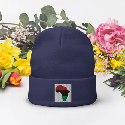 Africa map Embroidered Beanie - B&R African Styles