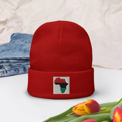 Africa map Embroidered Beanie - B&R African Styles