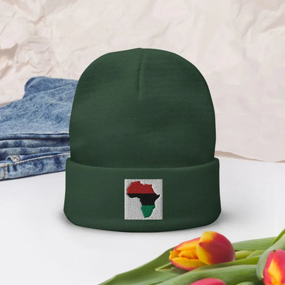 Africa map Embroidered Beanie - B&R African Styles
