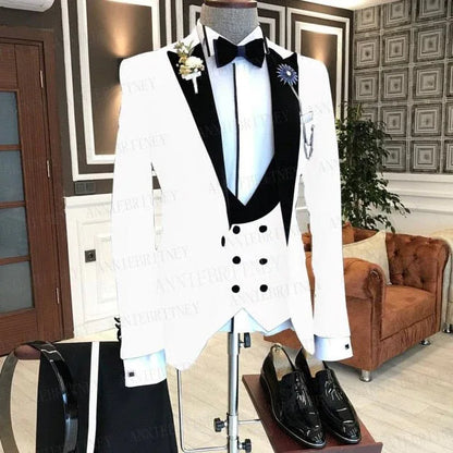 BLACK FORMAL SLIM SUIT FOR MEN 3 PIECES BLAZER JACKET - B&R African Styles