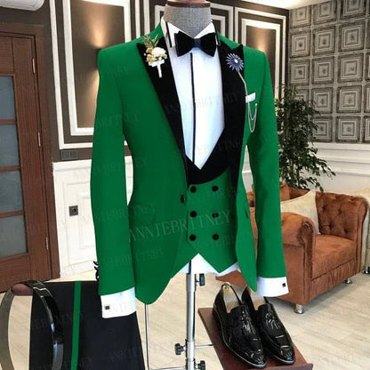 BLACK FORMAL SLIM SUIT FOR MEN 3 PIECES BLAZER JACKET - B&R African Styles