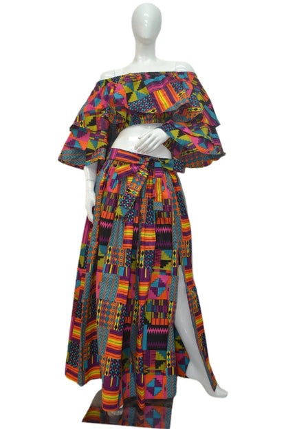Crop Top and Slit Skirt Set - B&R African Styles