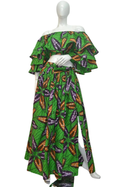 Crop Top and Slit Skirt Set - B&R African Styles
