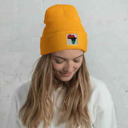 Cuffed Beanie: Africa Map - B&R African Styles