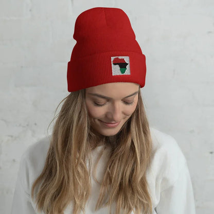 Cuffed Beanie: Africa Map - B&R African Styles
