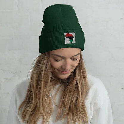 Cuffed Beanie: Africa Map - B&R African Styles