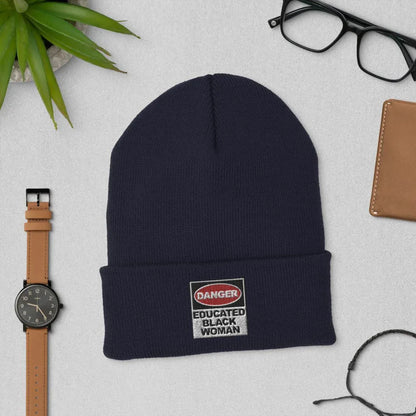 Cuffed Beanie: Danger Black and Educated - B&R African Styles