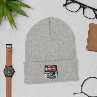 Cuffed Beanie: Danger Black and Educated - B&R African Styles