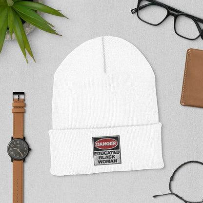 Cuffed Beanie: Danger Black and Educated - B&R African Styles