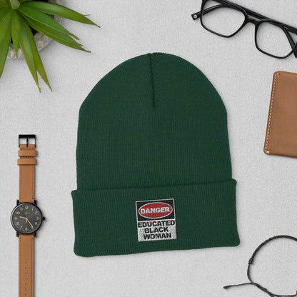 Cuffed Beanie: Danger Black and Educated - B&R African Styles