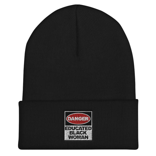 Danger Educated Black Woman Cuffed Beanie