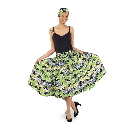 Lime Triangles Print Skirt - B&R African Styles