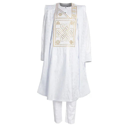 Traditional 3pcs Ankara Agbada Embroidered Boubou - B&R African Styles