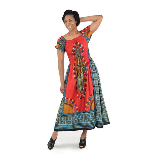 Red Print Elegance Dress - B&R African Styles