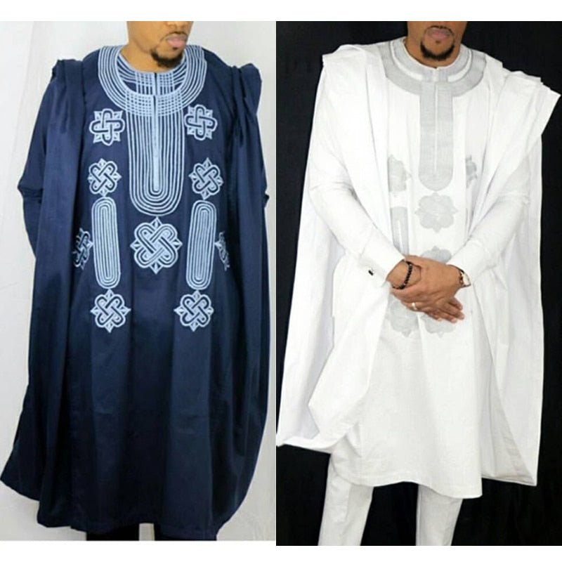 Traditional 3pcs Ankara Agbada Embroidered Boubou - B&R African Styles