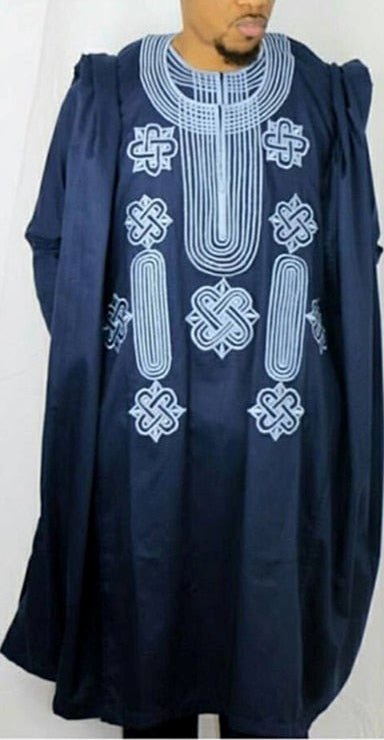 Traditional 3pcs Ankara Agbada Embroidered Boubou - B&R African Styles