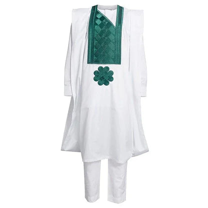 Traditional 3pcs Ankara Agbada Embroidered Boubou - B&R African Styles
