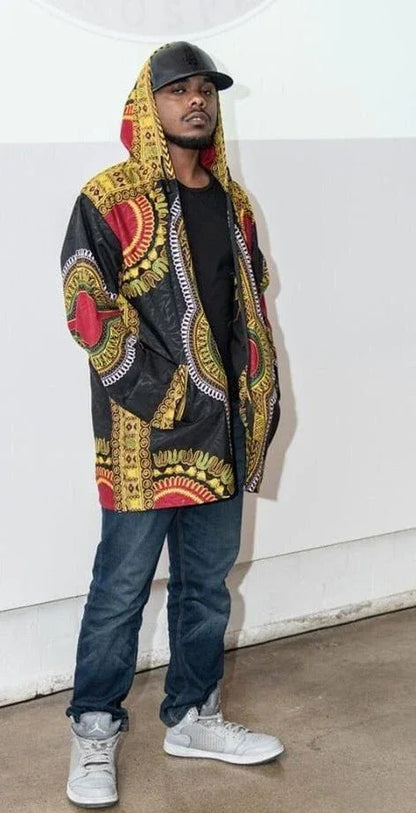 Traditional Dashiki Hoodie: Black - B&R African Styles