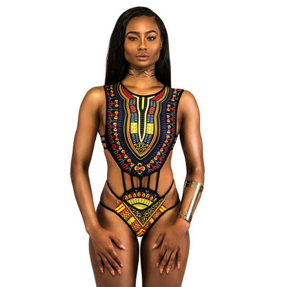 Women African Print Bikini Set Swimwear Push-Up Padded Bra Swimsuit Beachwear - B&R African Styles